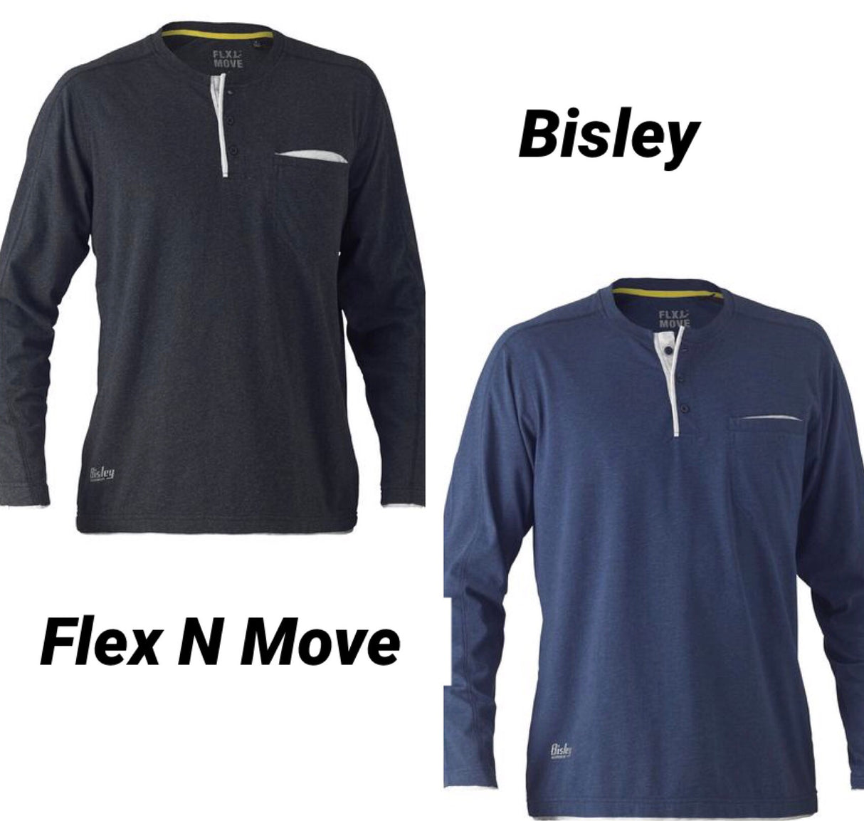 Bisley Flex N Move Henley Long Sleeved T shirt