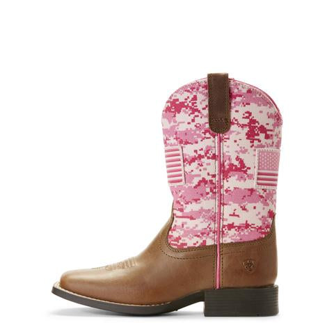 Ariat Girls Patriot Boots Buff Sand/Pink Camo