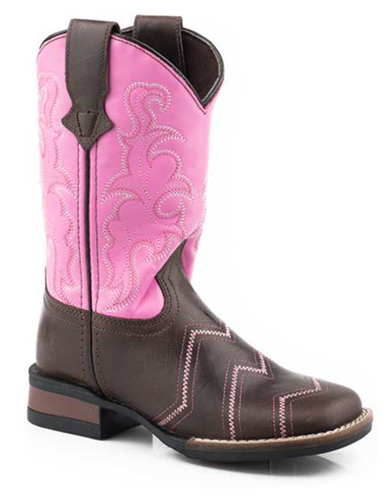 Roper Kids Monterey Angles Boots Chocolate/Pink