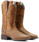 Ariat Ladies Round Up Brown & Copper Emboss Western Boots