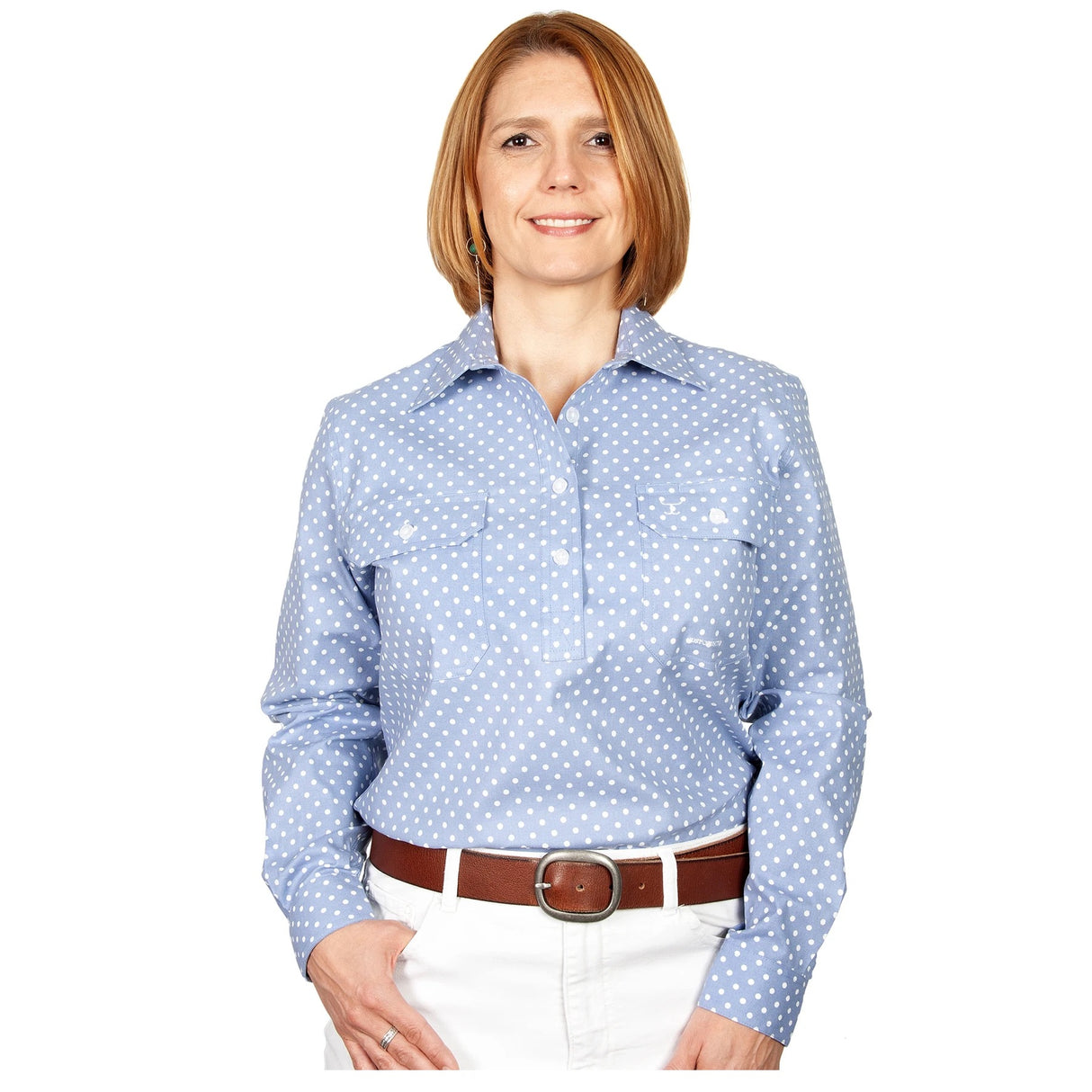 Just Country Ladies Georgie 1/2 button shirt WWLS2168