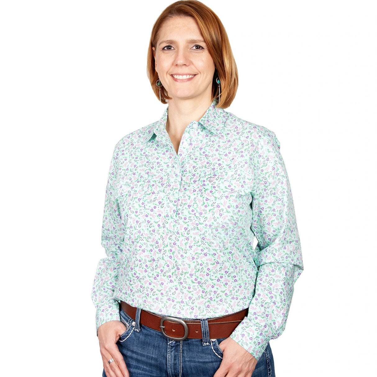Just Country Ladies Georgie 1/2 button shirt WWLS2172
