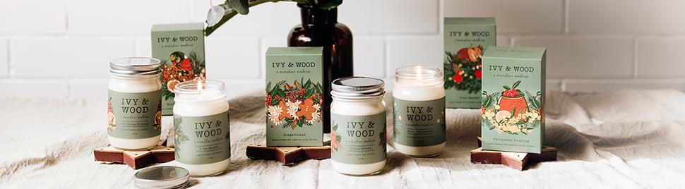 Ivy & Wood Xmas Collection Mason Jar Soy Candles