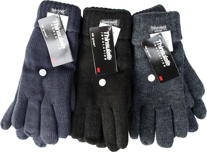 Thinsulate Men's Extra Warm Thermal Knitted Gloves 40g Thinsulate Lining