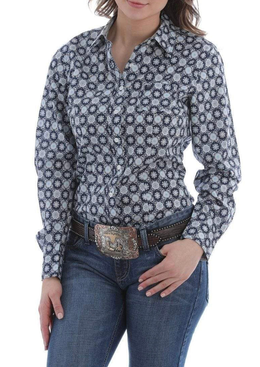 Cinch Ladies Navy Blue Patterned Shirt