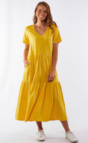 Elm Ladies Gigi Tired Dress in Navy & Mustard