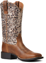 Ariat Ladies Round Up Wide Square Pearl Brown / Metallic Leopard Boots 10040363
