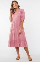 Elm Ladies Constance Tiered Dress in Navy & Chateau Rose