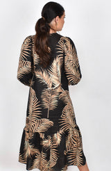 Adorne Lillian Palm Print Linen Midi Dress