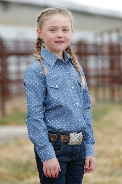Cruel Girl Kids Dot Print Snap Button Western Shirt