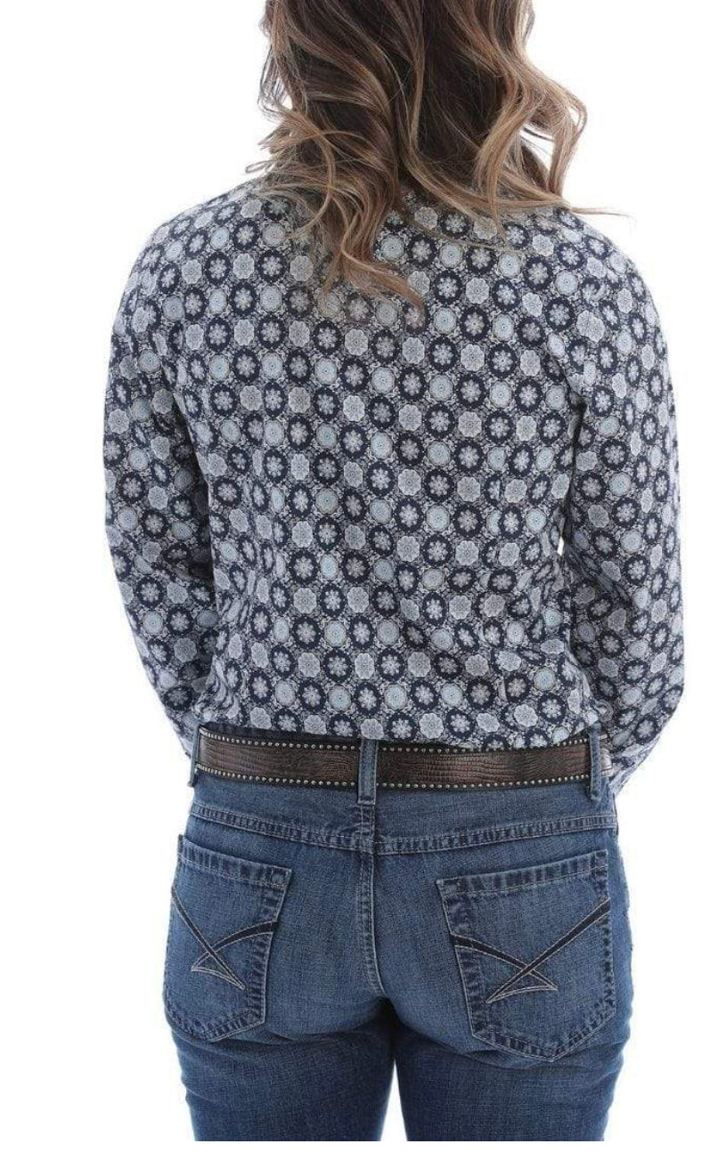 Cinch Ladies Navy Blue Patterned Shirt