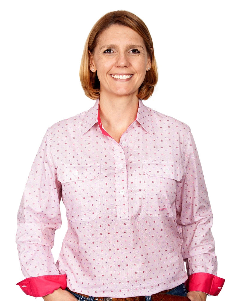 Just Country Womens Georgie Half Button Print Work shirts