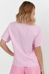 Adorne Blaine Box Shirt in Stripes & Pink