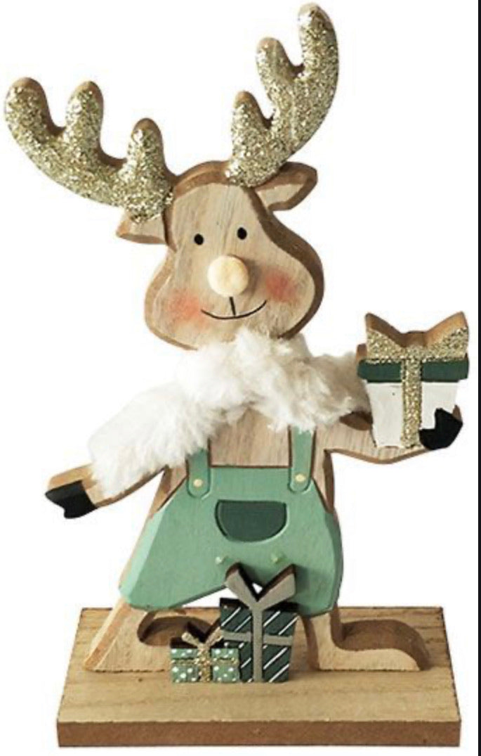 Reindeer in Overalls Standing Decoration
