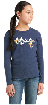 Ariat Girls Flora Fauna Logo T-Shirt - Navy