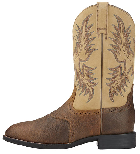 Ariat Mens Heritage Stockman Tumbled Brown / Beige Boots