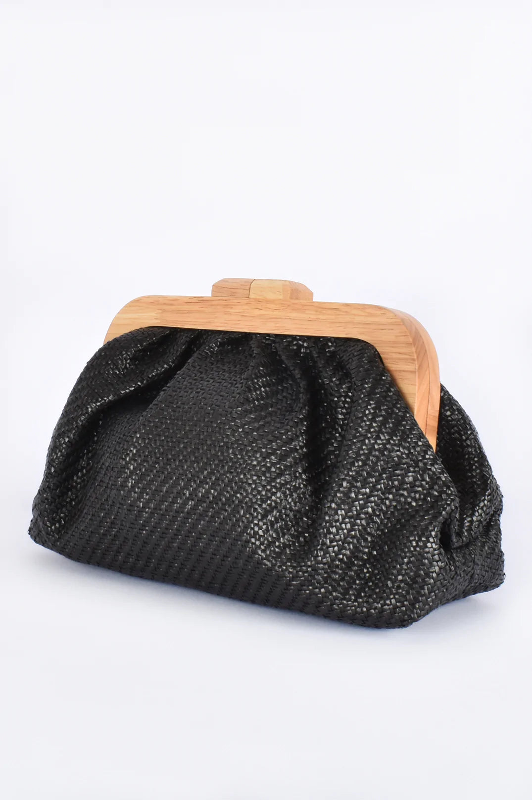 Adorne Mallory Weave Timber Frame Clutch