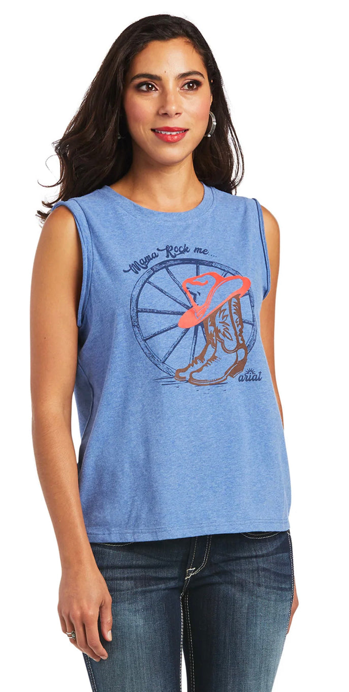 Ariat Ladies Mama Sleeveless Tee Reykjavik Blue 10040514