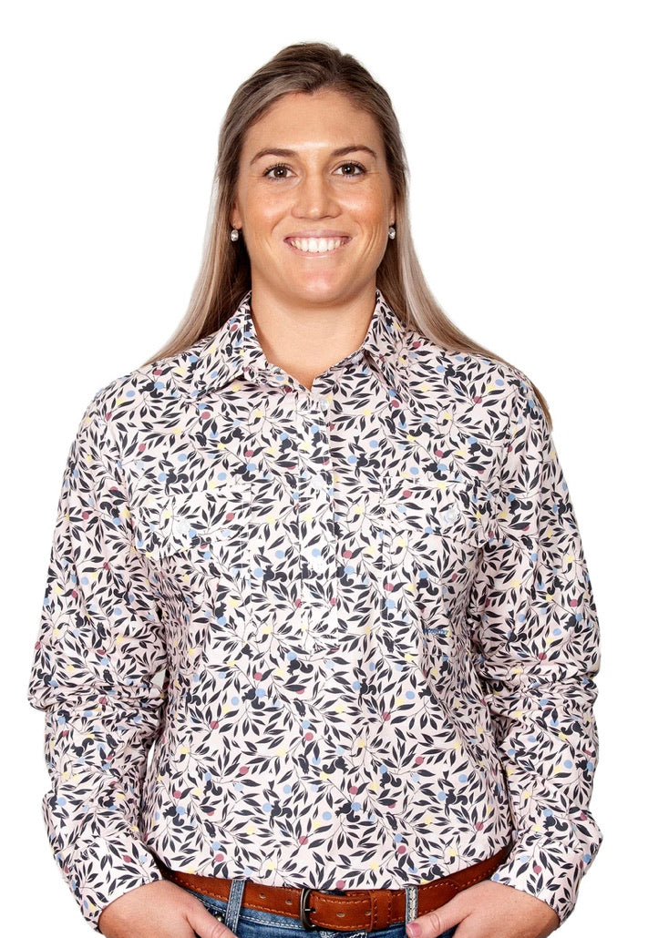 Just Country Womens Georgie Half Button Print Work shirts