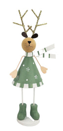 Cute Scandi Reindeer Standing Decoration in Red & Sage