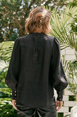 Adorne Anya Linen Shirt - Black