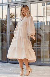 Adorne Ladies Chloe Tiered Dress - Cream