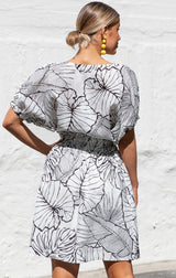 Adorne Ladies Sascha Palm Print Linen Short Skirt