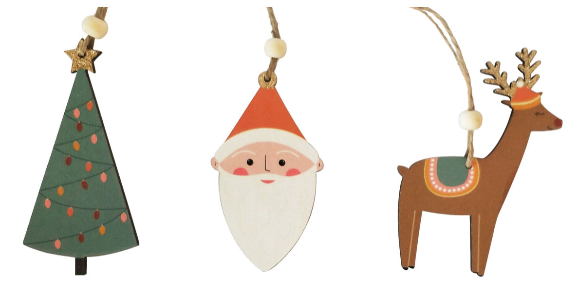 Santa, Reindeer & Tree Decoration