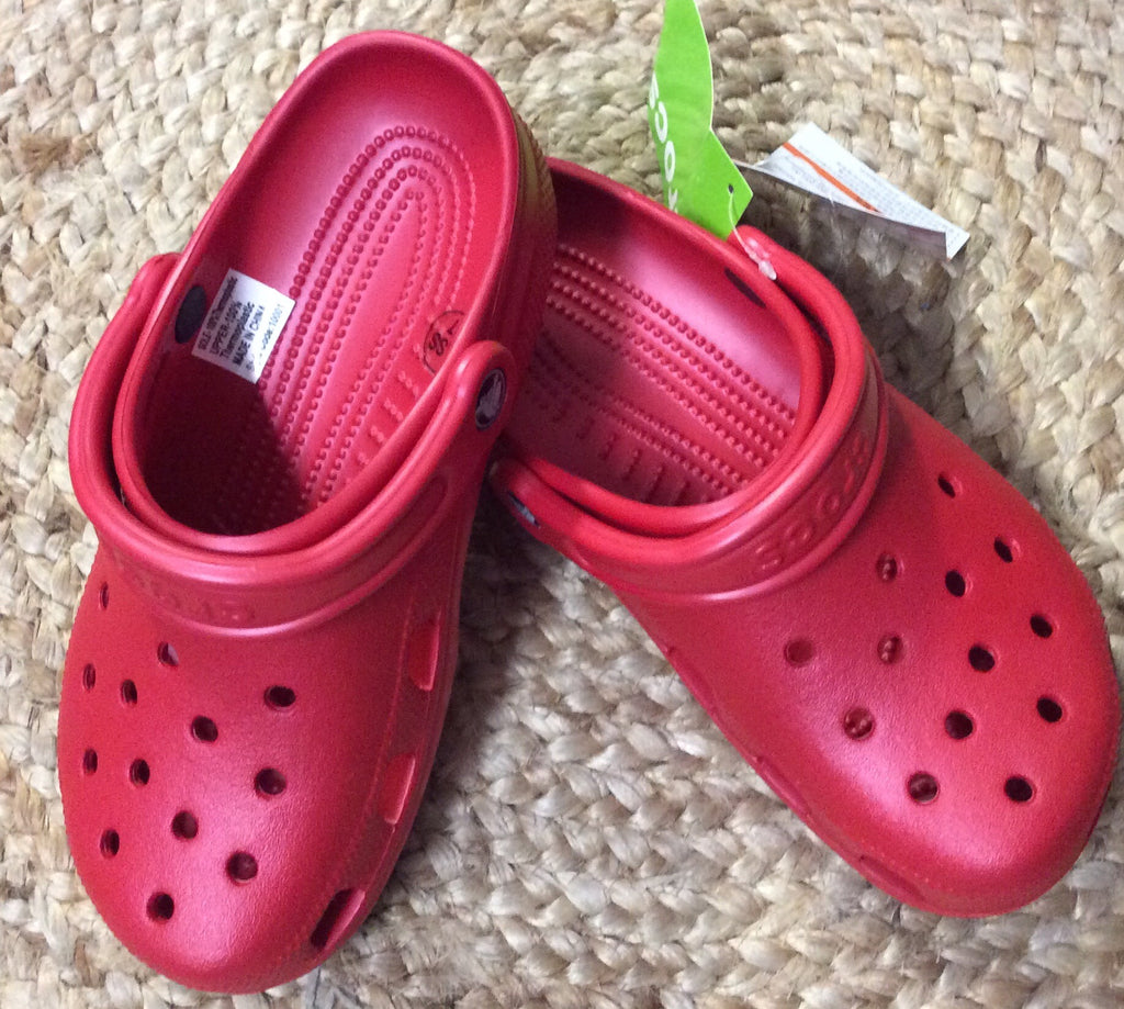 bright red crocs