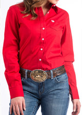 Cinch Ladies Solid Red Button down shirt