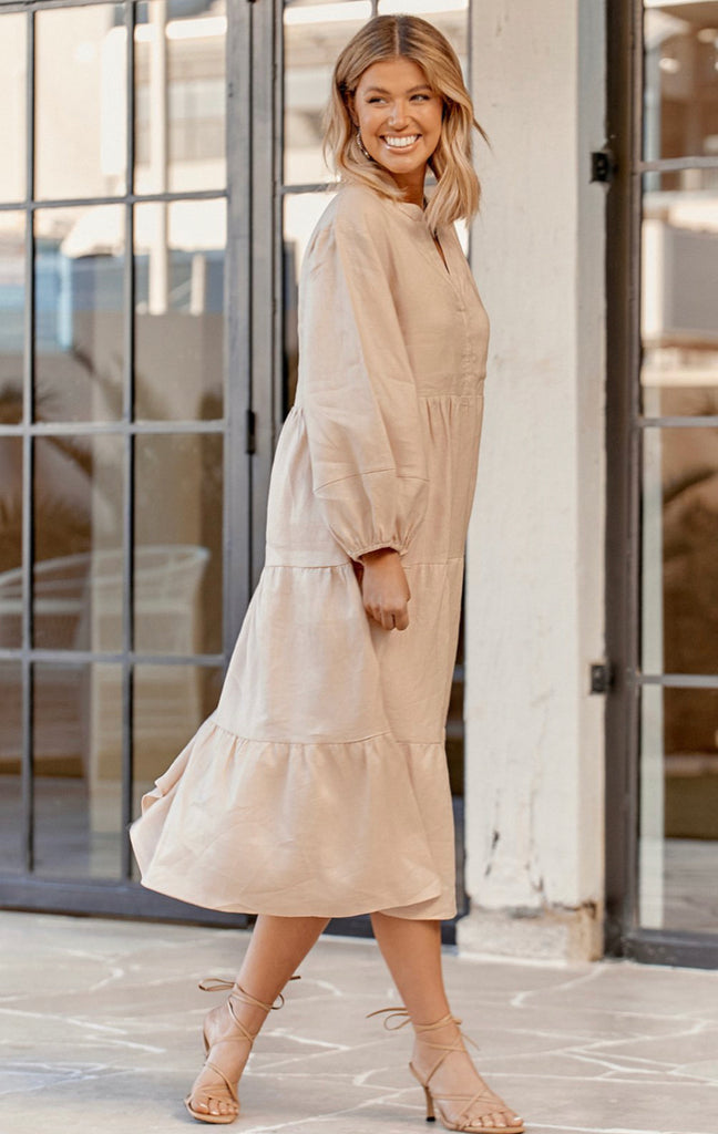 Cream tiered outlet dress