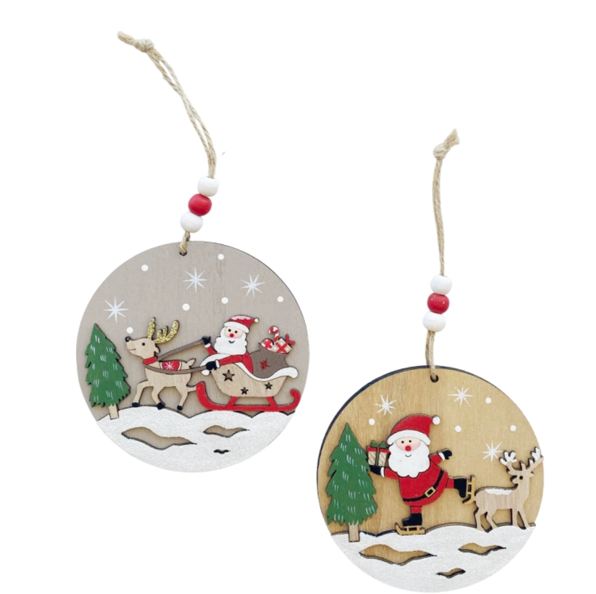 Urban Products Santa Scene On Hanging Christmas Decoration