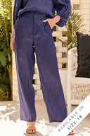 Adorne Kiara Linen Pant- Navy
