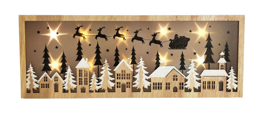 Christmas Night Sleigh Silhouette with Light standing decorations