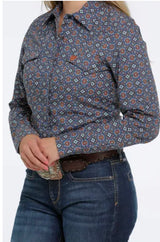 Cinch Ladies Geo Print L/S Western Shirt - Blue