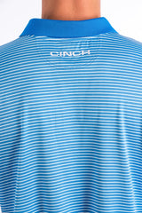 Cinch Mens Blue & White striped Arenaflex Polo