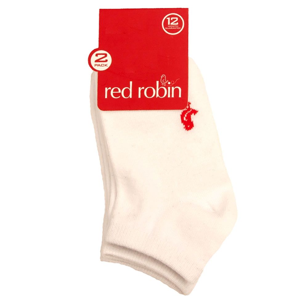 Red Robin Kids Low Cut Socks 2 Pack White
